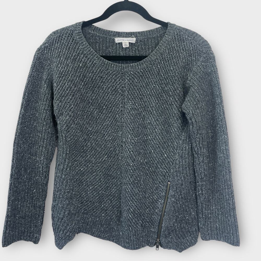 Melrose and Market pullover sweater zipper detail gray small